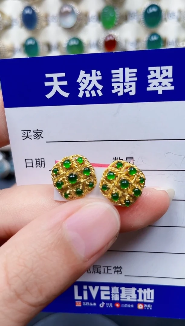 银S925镶嵌翡翠耳饰411