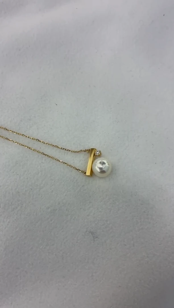 颈饰18K金镶嵌海水珍珠单钻平衡8.5