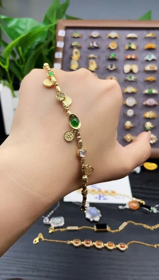 银S925镶嵌手链翡翠21