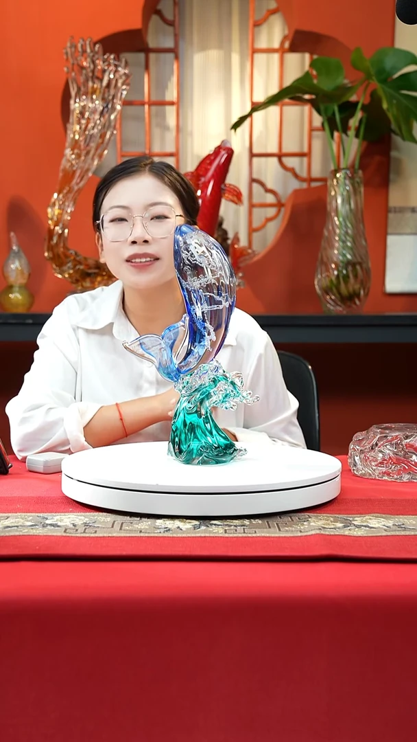 手工艺品琉璃蓝鲸艺术摆件尺寸可定制