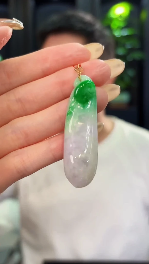 翡翠18K金镶嵌颈饰 缅料A货/支持复检/一件