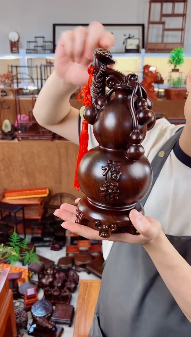 风车木（黑檀木）30黑檀大葫芦一个  高度27cm