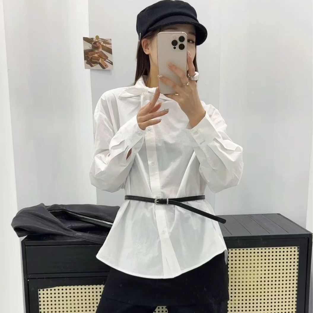 设计款精品白色衬衣