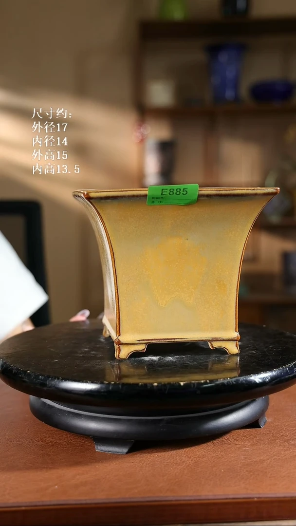 885   6寸高身飘口兰盆  盆口有磕