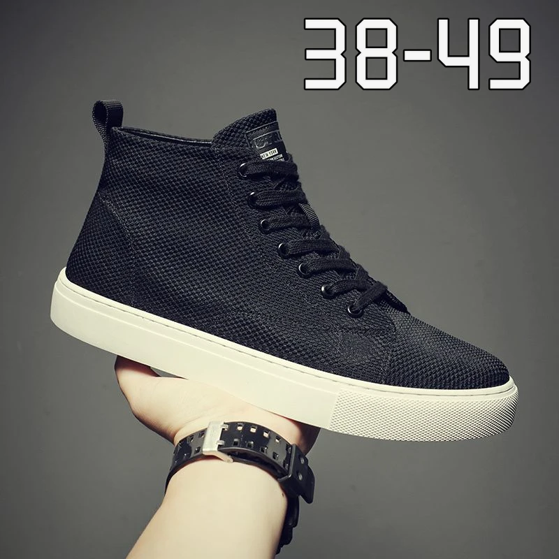 特大码2025新款帆布鞋男春秋潮流韩版厚底真皮百搭板鞋男士休闲鞋