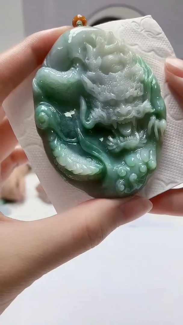 【闪购商品】定制翡翠未镶嵌0405zm-毛货挂件龙牌24