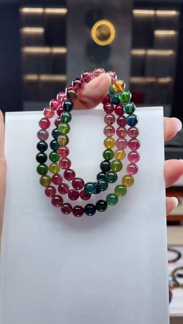 未镶嵌三圈手串碧玺朱***生（多样性发一条）Q