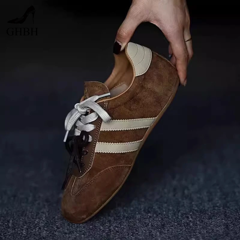 【GHBH】轻奢品质2025年内增高软底厚底学院风德训鞋女休闲运动鞋女