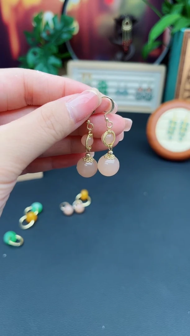 玛瑙/玉髓耳饰银S925镶嵌528