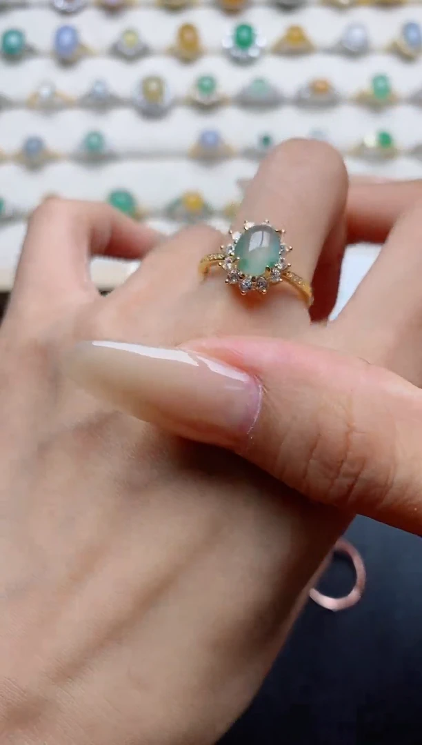 翡翠戒指银S925镶嵌.