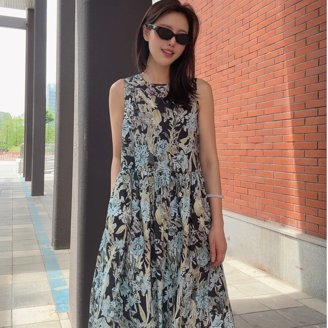 纯棉背心裙2025夏季新款时尚气质大摆裙子精致女人味无袖连衣裙女