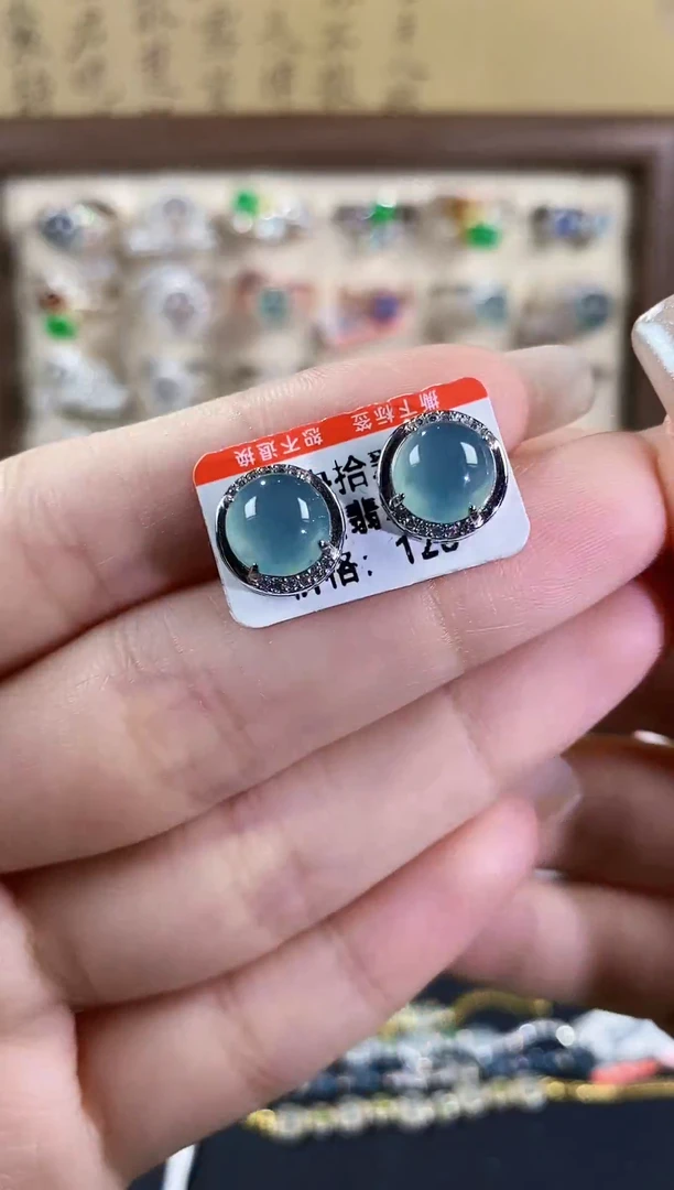 银S925镶嵌戒指翡翠 天然A货翡翠74