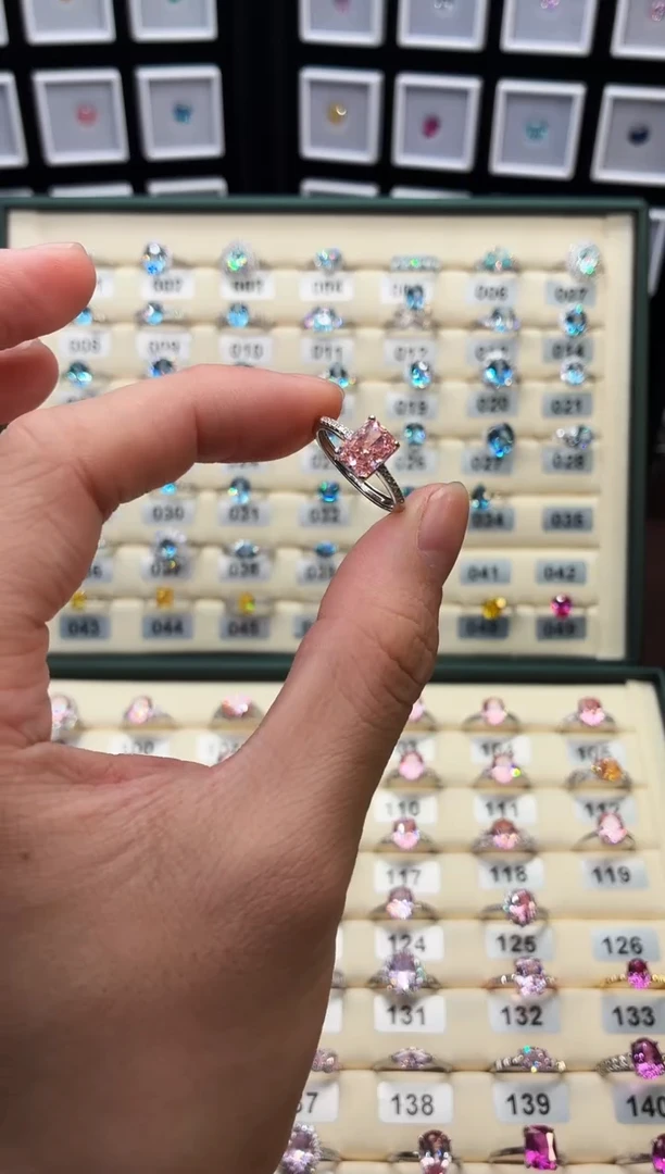 戒指彩色蓝宝石银S925镶嵌1888