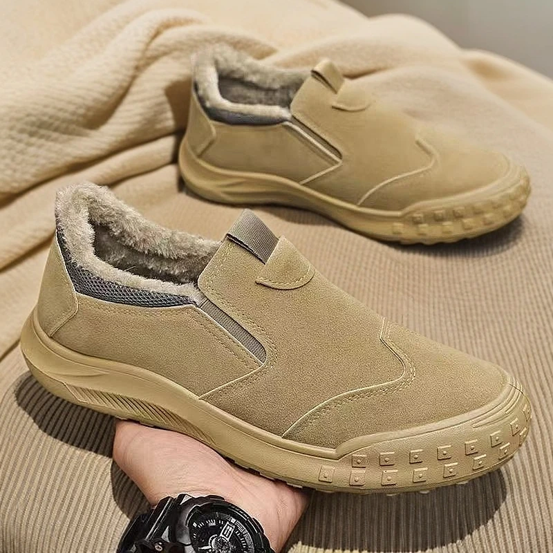 2024秋冬款加绒加厚男鞋潮流休闲上班工作鞋户外一脚蹬劳保鞋棉鞋