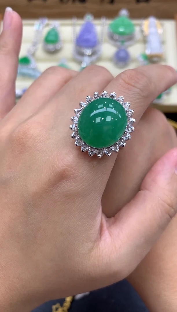 翡翠戒指18K金镶嵌572-中国好珍宝