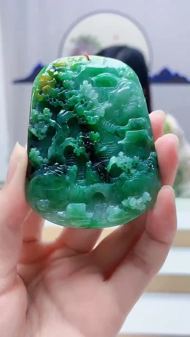 未镶嵌定制翡翠4852zm-毛货挂件山水140