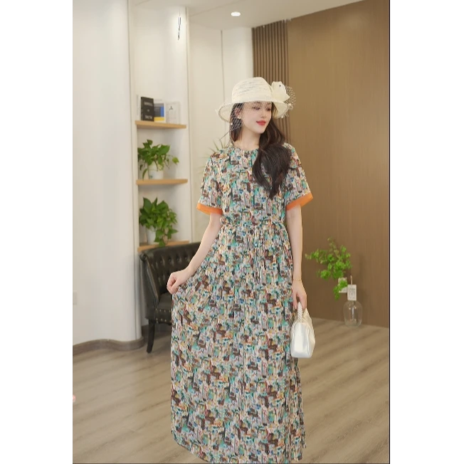 8319【花色】2025夏季新款连衣裙收腰显瘦气质连衣裙