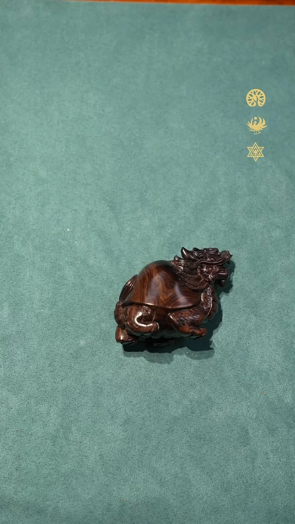 把件黄花梨/降香黄檀老料帝王紫满纹龙龟雕件