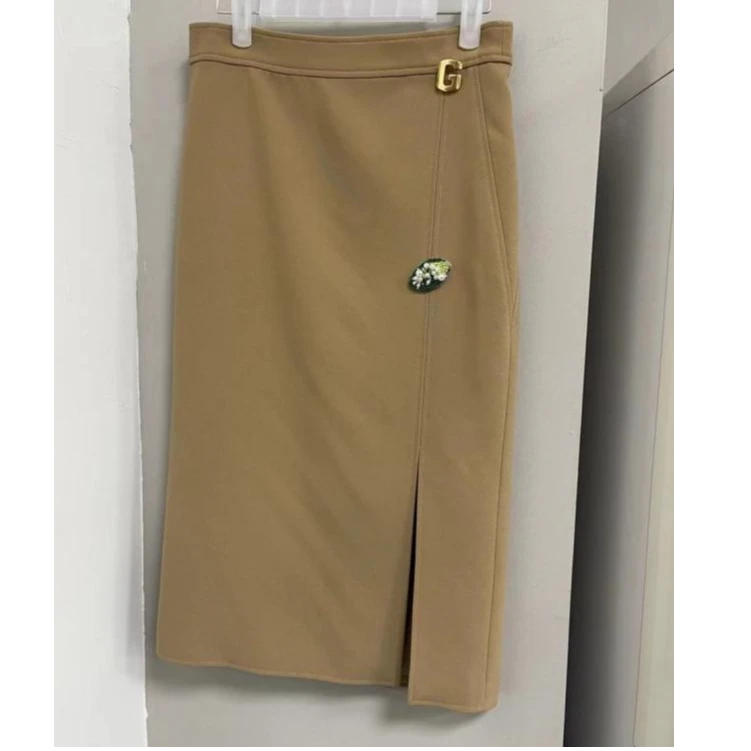 【南油玲姐】卡其色半身裙56126