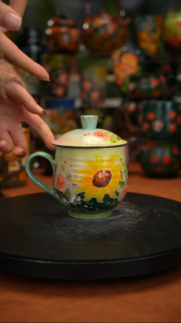 紫砂油画釉下彩手绘