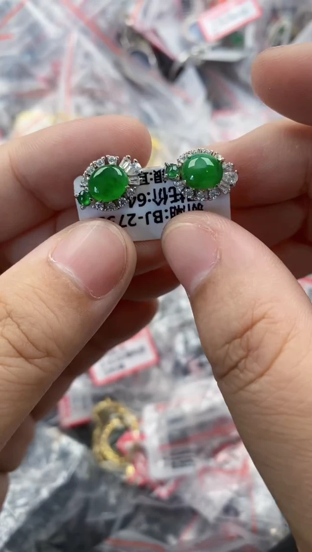 银S925镶嵌戒指翡翠666   1