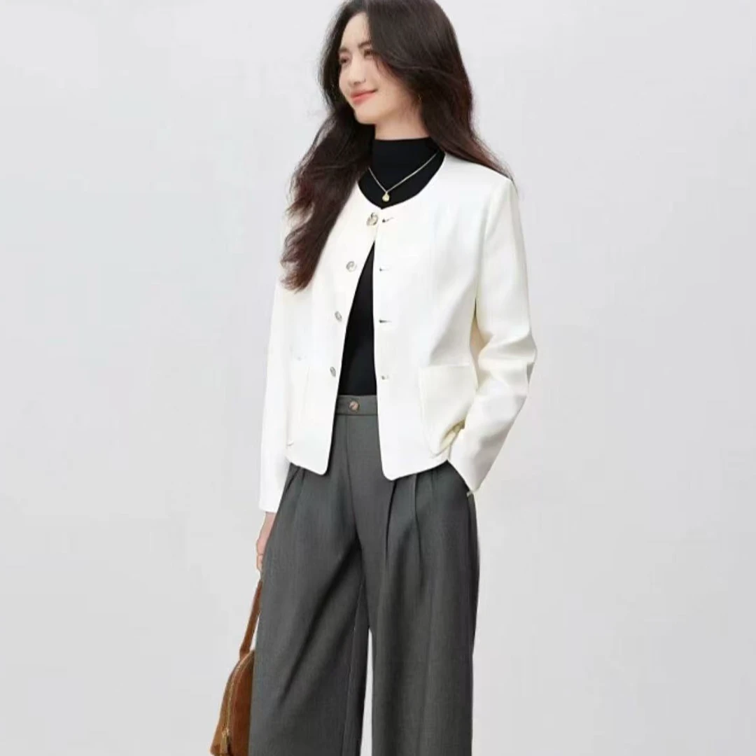 2025春季新款女装时尚休闲百搭显瘦长袖西装外套女宽松上衣