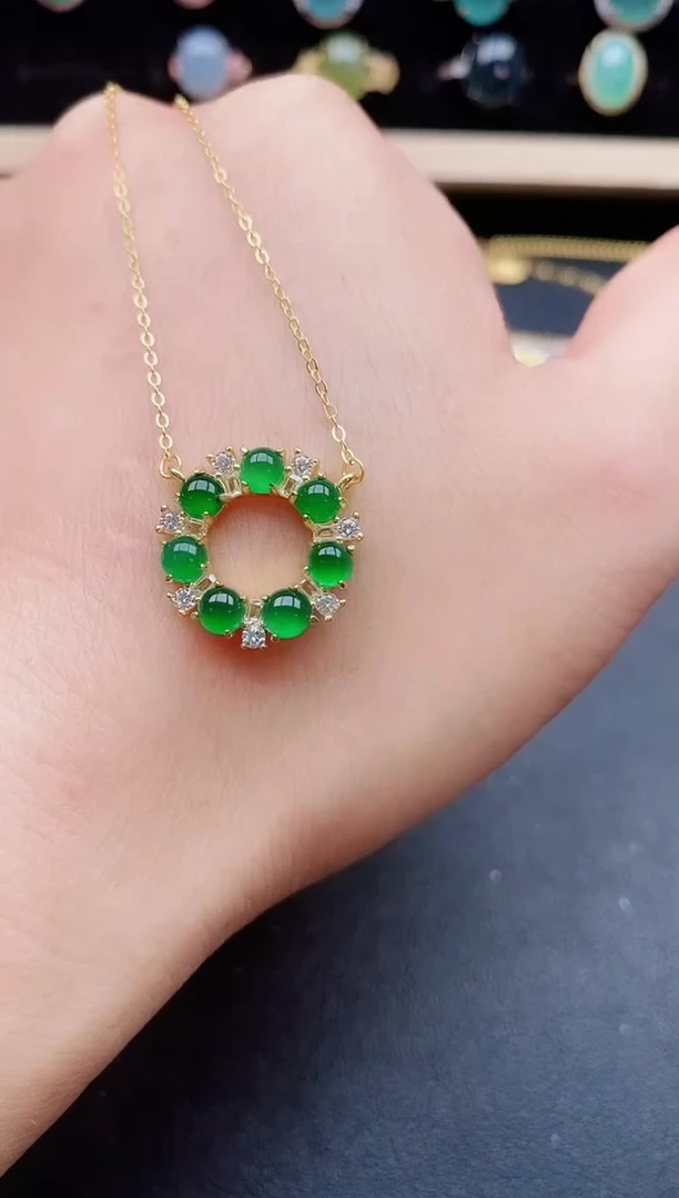 翡翠银S925镶嵌吊坠(赠链)50850