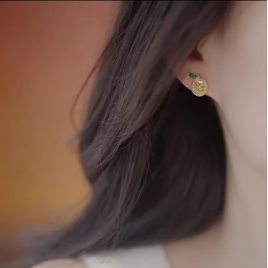 铜合金耳饰 《货号6786》柠檬耳钉