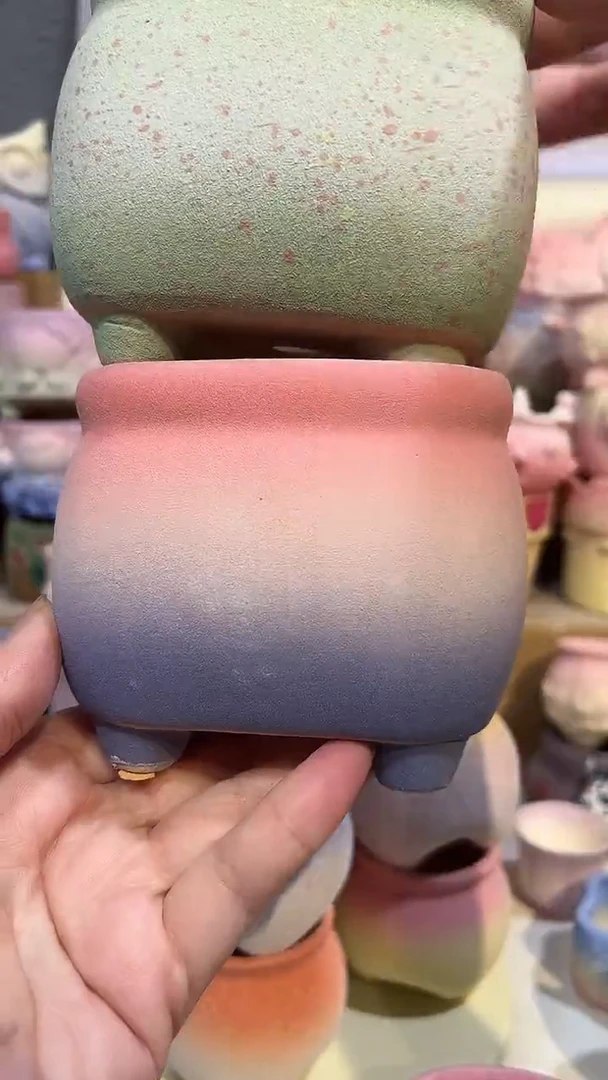 麦饭石粗陶多肉花盆口径8*7两个