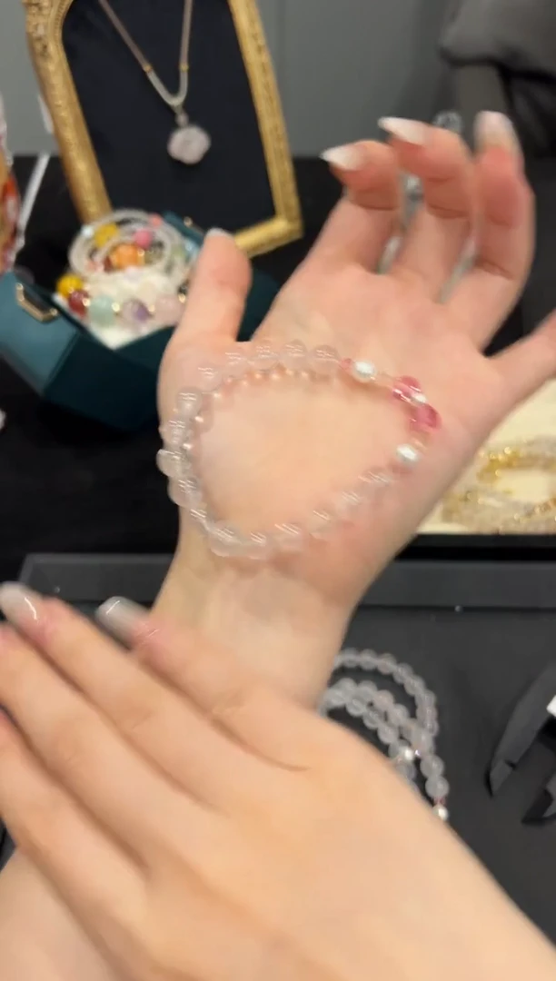 水晶手链未镶嵌莫桑比克粉手串