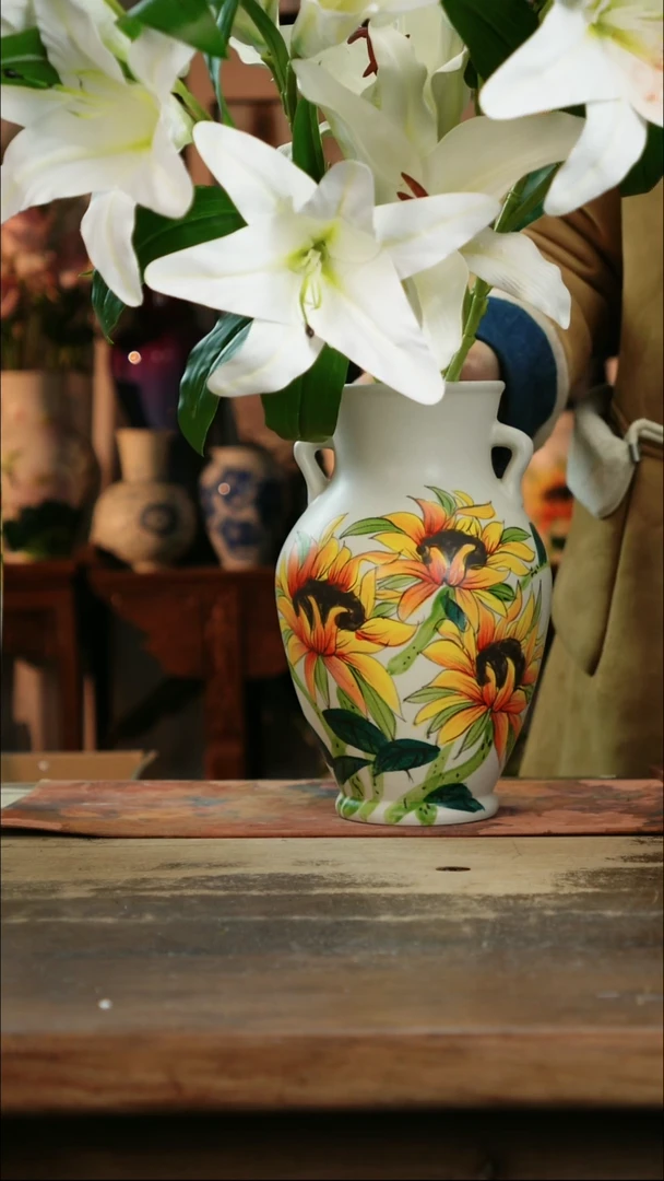 【闪购商品】瓷片景德镇纯手工釉下彩精品花瓶