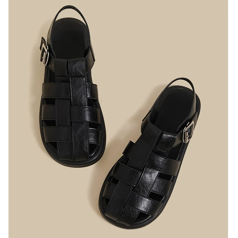 【断码清仓】夏季编织交叉猪笼鞋，百搭复古平底凉鞋女NXN 327