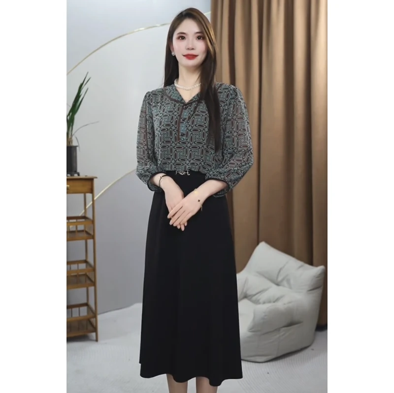 2112新中式妈妈装洋气时尚减龄修身遮肉显瘦连衣裙