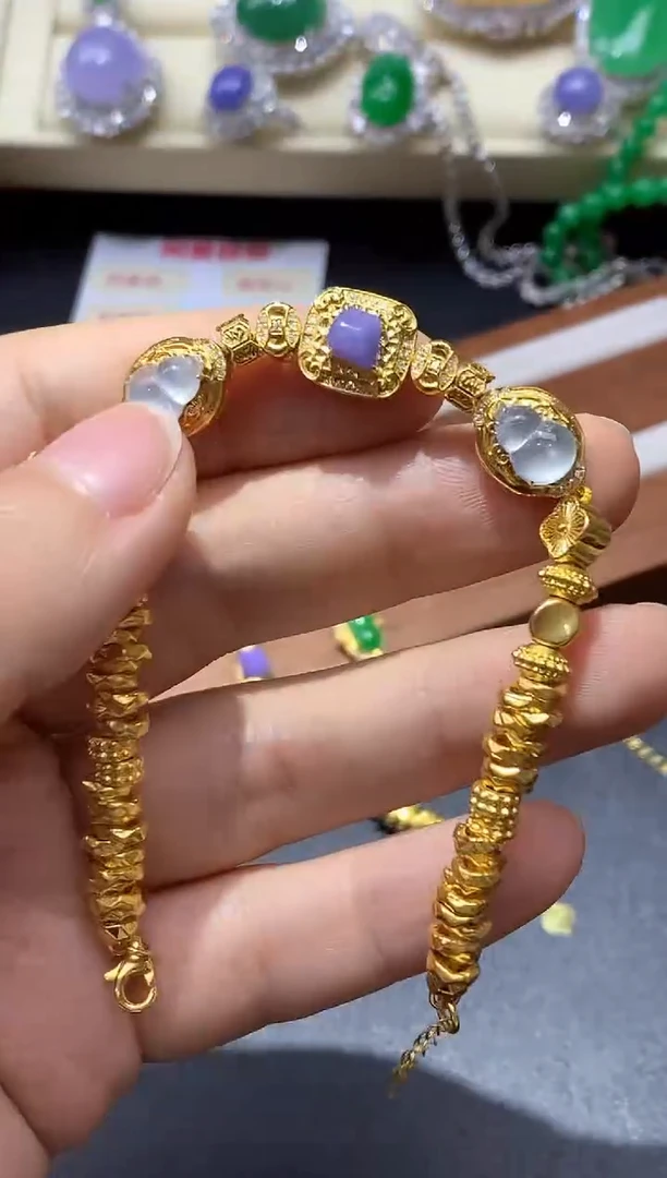 18K金镶嵌手链翡翠571-中国好珍宝