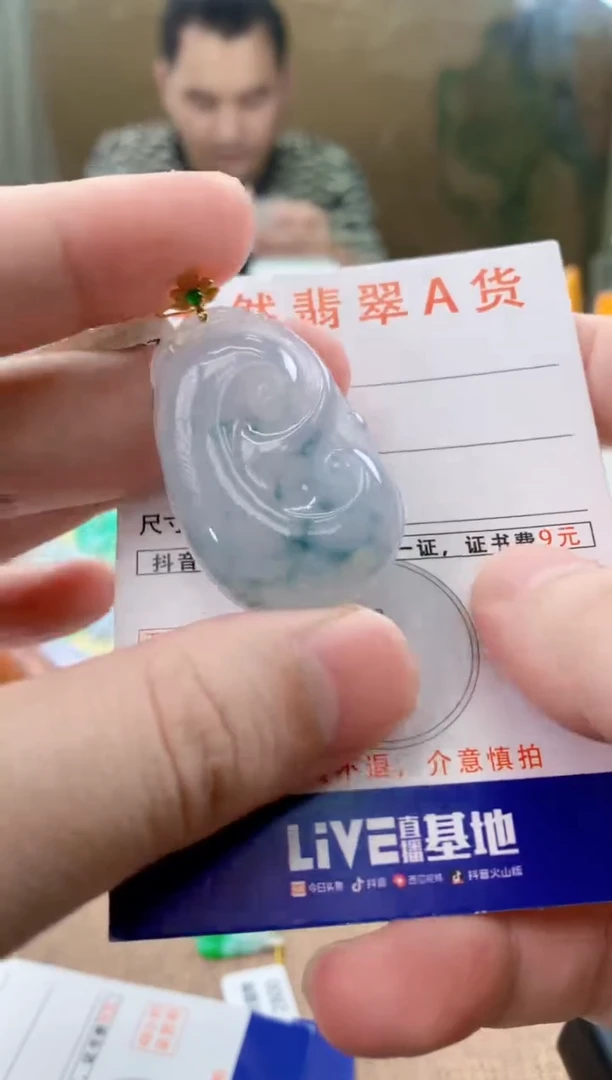 颈饰18K金镶嵌翡翠天然A货翡翠挂件
