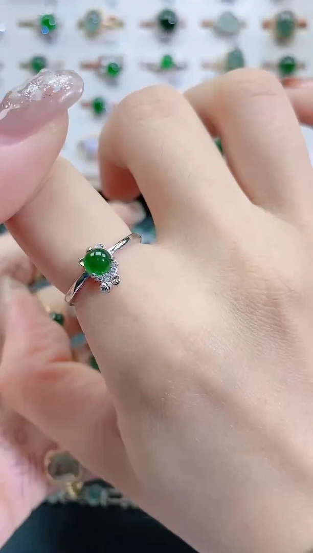 银S925镶嵌戒指翡翠天然翡翠