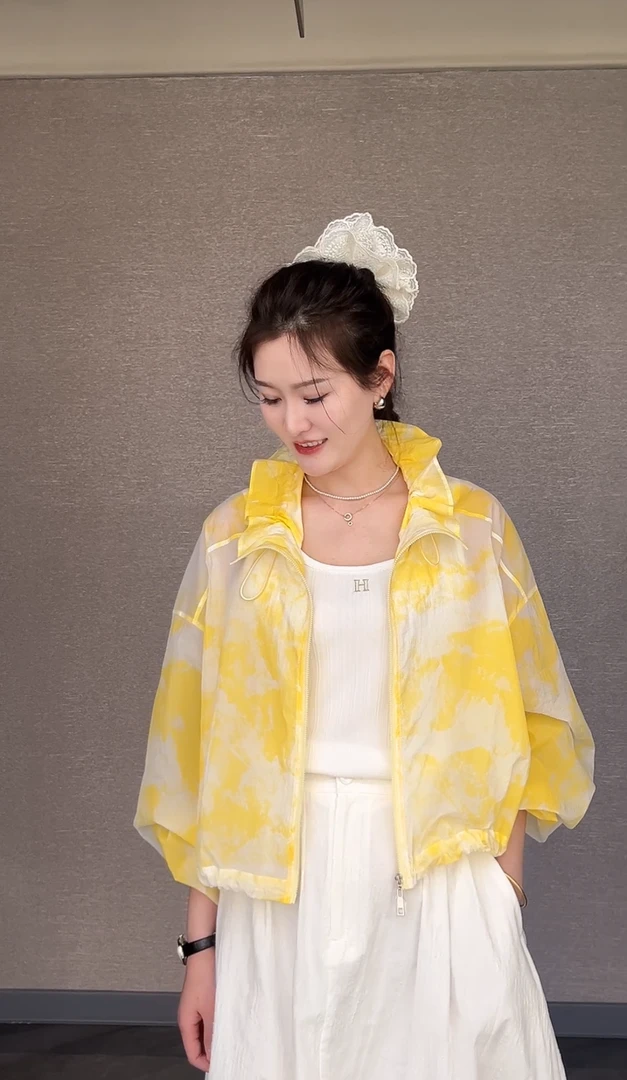 花色短外套印花轻薄防晒透气防晒衣皮肤衣夏季长袖薄款时尚女