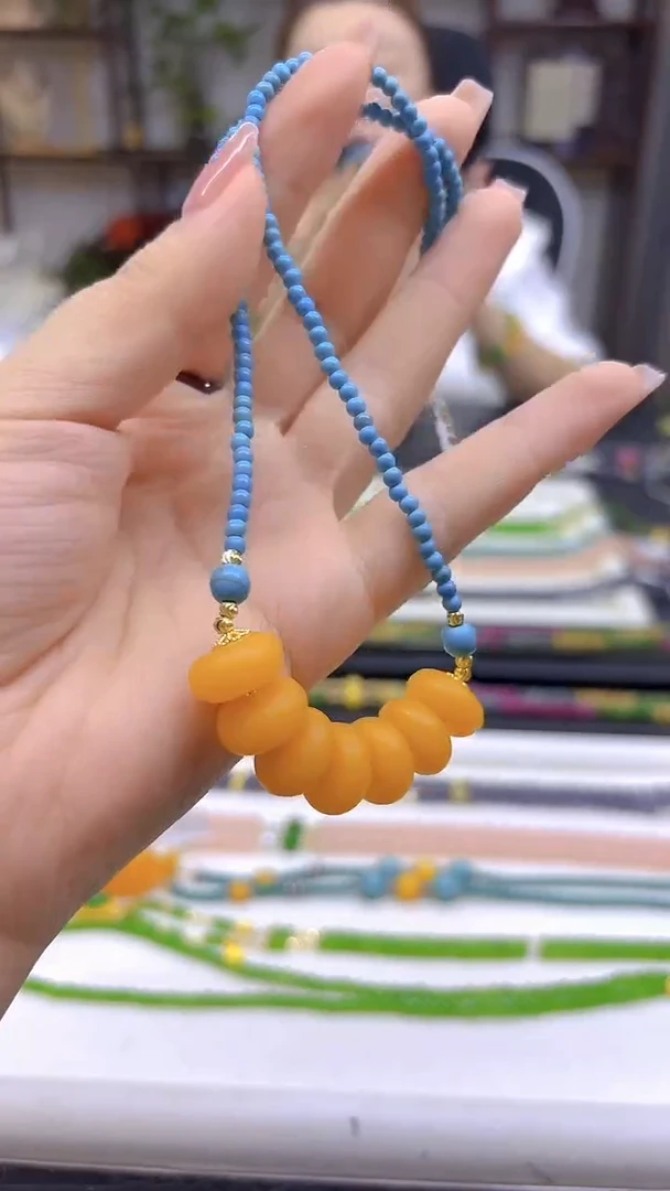 未镶嵌颈饰蜜蜡DIY款X367