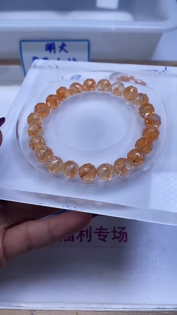 未镶嵌珠宝半成品水晶M940 黄水晶切面10mm10个9.9元