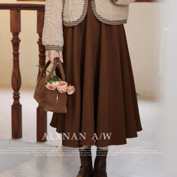 咖色百搭半身裙QYM001785