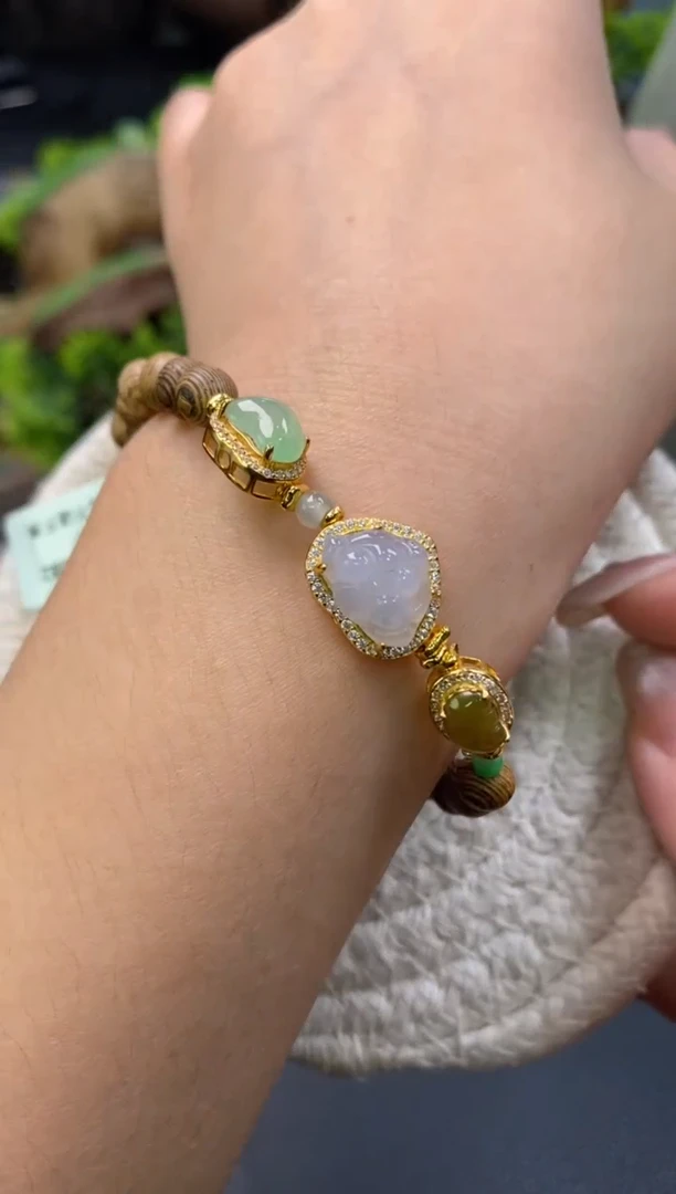 颈饰银S925镶嵌翡翠净货15378