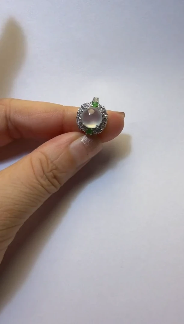 银S925镶嵌戒指翡翠925银镶缅甸A货翡翠戒指
