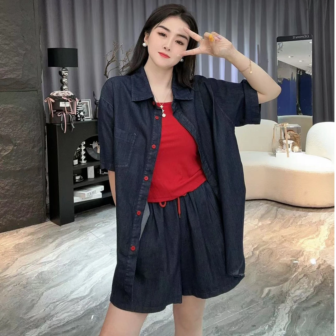 925夏季新款韩版休闲洋气牛仔套装（短裤＋外套＋背心）减龄三件套女