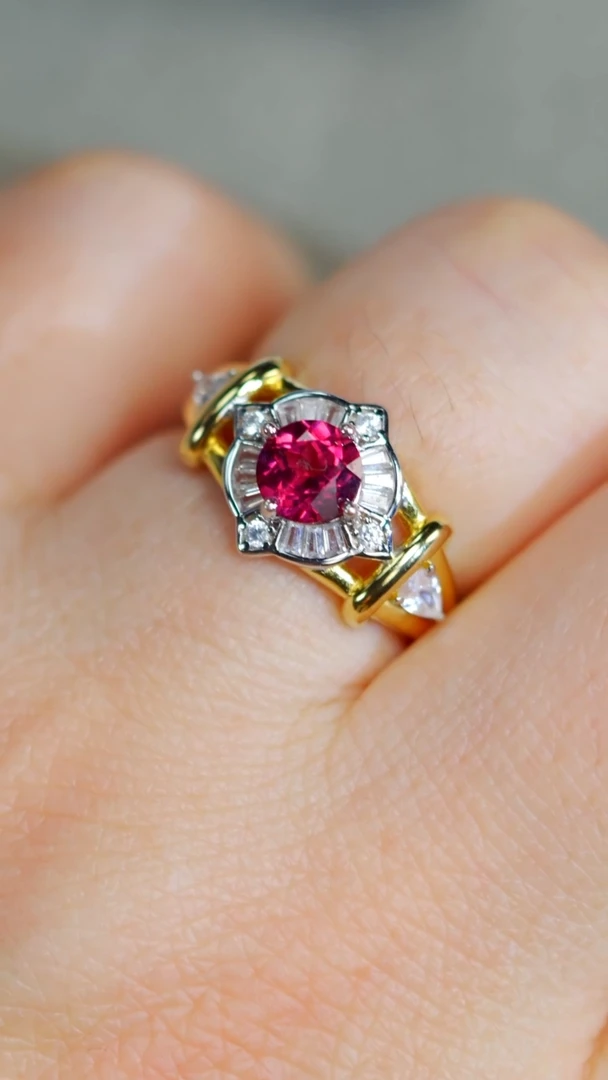 【闪购商品】石榴石戒指银S925镶嵌戒指