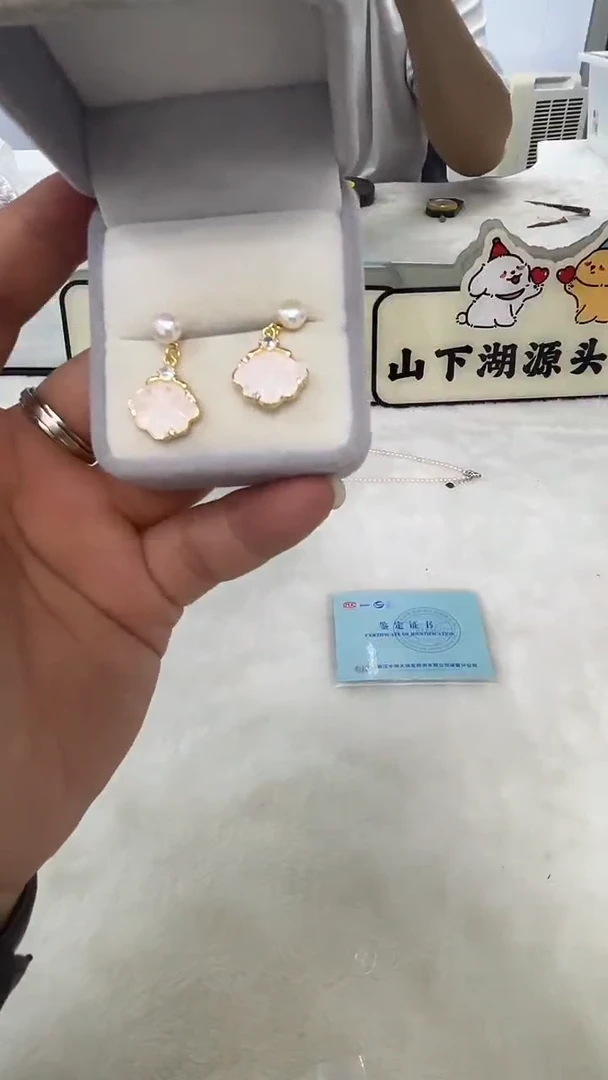 银S925镶嵌耳饰淡水珍珠NN006