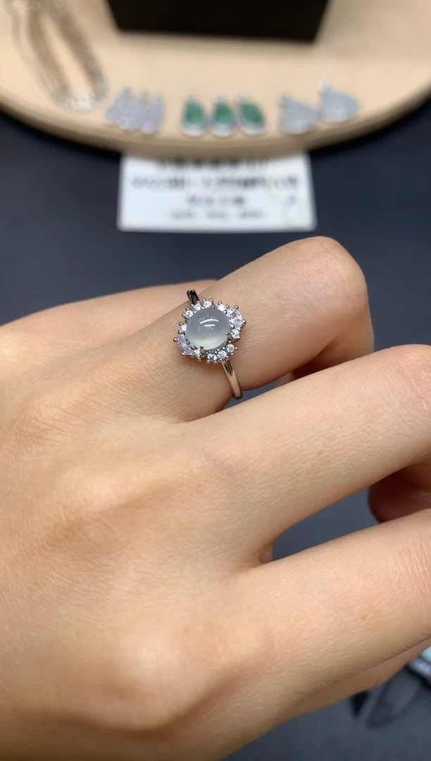 翡翠戒指银S925镶嵌蛋面【多样性发其一】