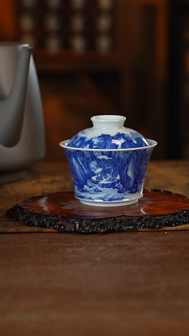 【闪购商品】杯九本造物宋画山水盖碗