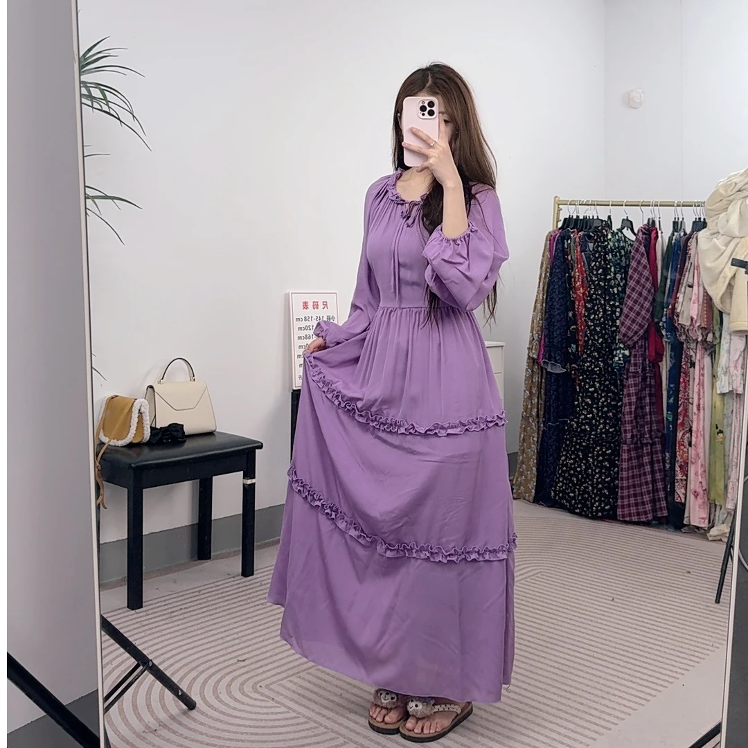 花筵笑2025新款花边棉绸法式蛋糕裙