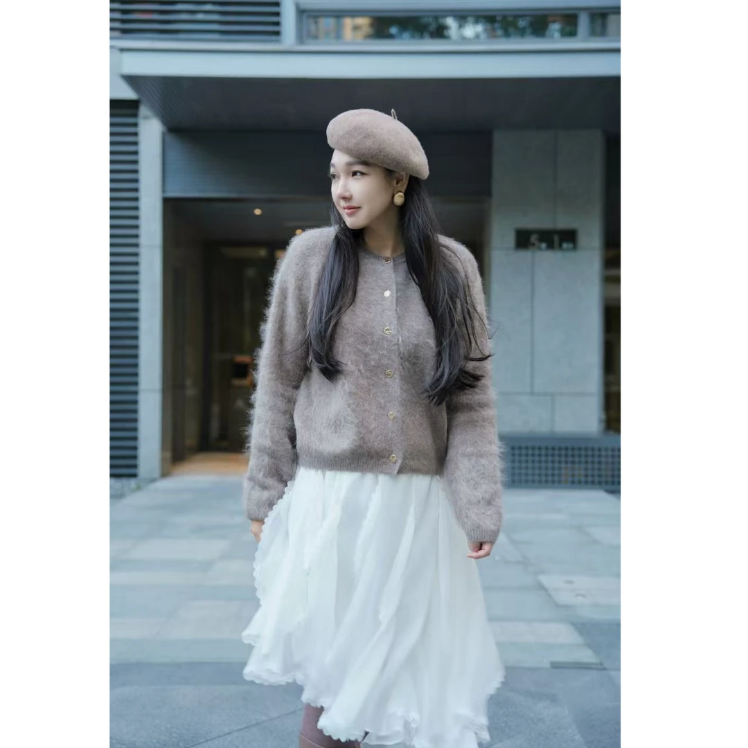 MJJ25新款羊毛拉绒针织开衫拉绒工艺高级贵气云柔感