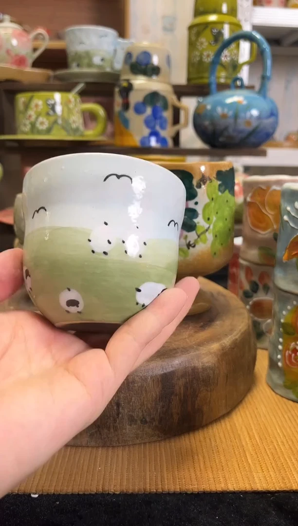 杯子手绘高温釉下陶瓷